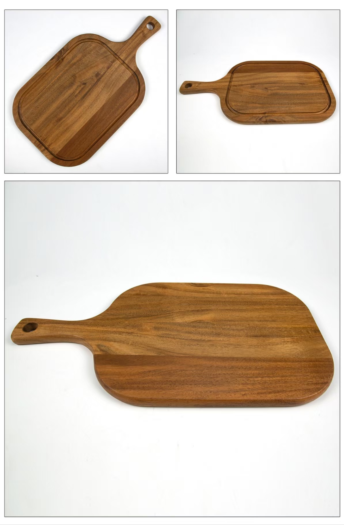 Acacia Wood Cutting Board with Handle – 52.5×23cm Natural Wooden Chopping Board